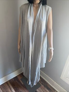 Silver Sparkle Sleeveless Draped Maxi Dress